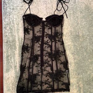 Elegant Black Lace Slip Dress from Lucy in the Sky